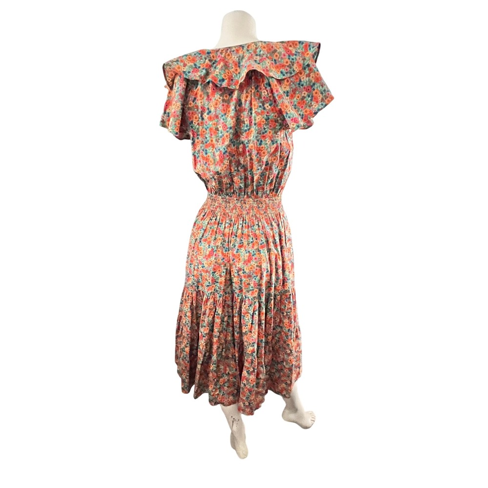 Draper James Dress Women S Floral Ruffle Meadow Tiered Midi Pockets Boho Prairie - Picture 4 of 11